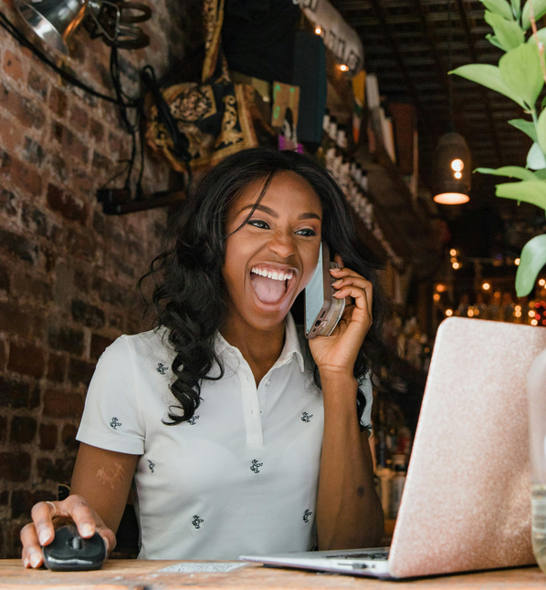 Founder on a call, building an internet-native African business